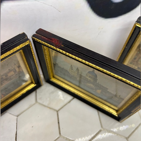 Vintage Set 3 Wooden Small Frame Pictures London, St. James Palace, St. Paul - Picture 9 of 11